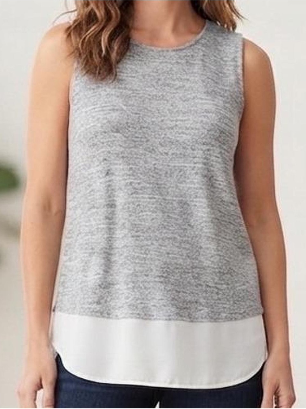 Banana Republic Heather Gray Sleeveless Layered Hem Tank